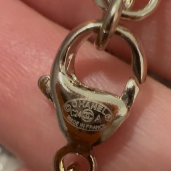 Crystal Pearl CC Heart Drop Necklace Gold White - Picture 16 of 16